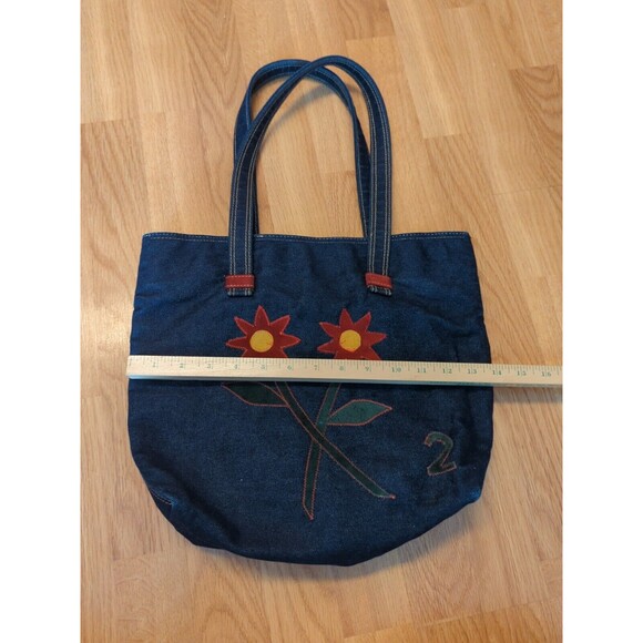 Amy 8 Chan New York Tote Bag Denim Flowers Floral - Picture 4 of 10